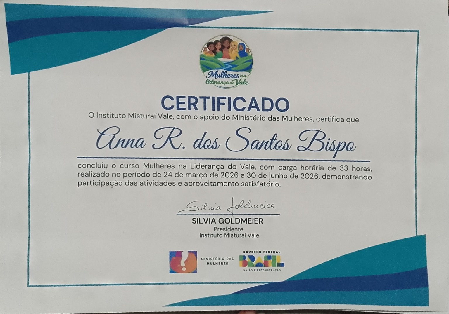 Certificado Mulheres na Liderança do Vale